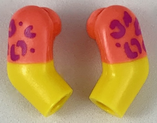 Lego Arm, (Matching Left and Right) Pair with Coral Short Sleeves, Medium Lavender Rosettes Pattern