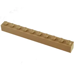 Modulex Brick 1 x 10 with M on Stud / Modulex Buff