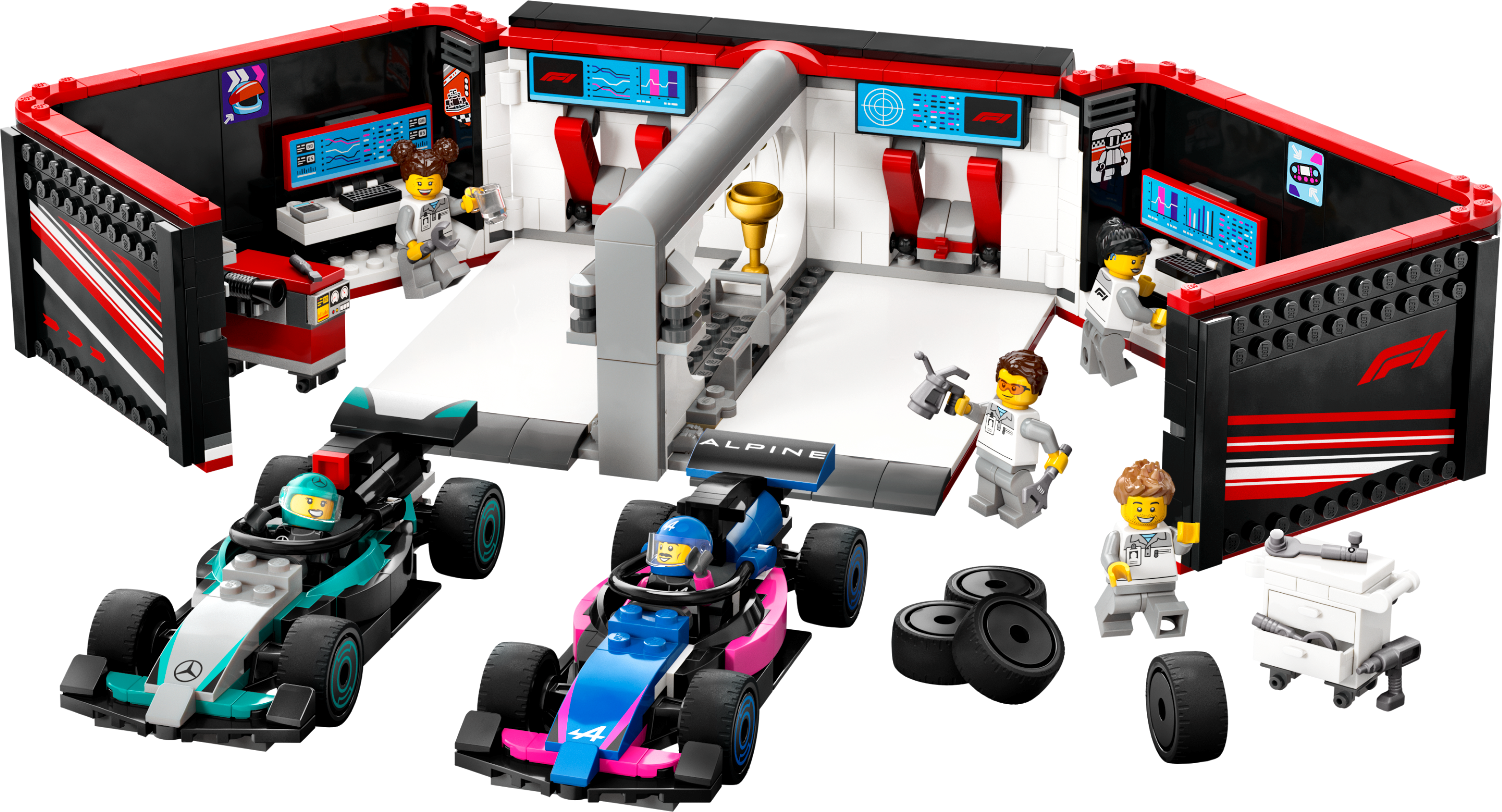 Lego F1 Garage & Mercedes-AMG & Alpine Cars