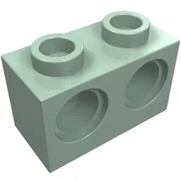 Technic Brick 1 x 2 [2 Pin Holes] / Sand Green
