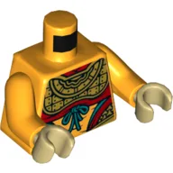 Torso Armor, Gold with Red Trim and Dark Turquoise Laces Print, Bright Light Orange Arms, Tan Hands / Bright Light Orange