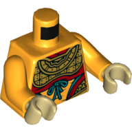 Lego Torso Armor, Gold with Red Trim and Dark Turquoise Laces Print, Bright Light Orange Arms, Tan Hands / Bright Light Orange