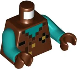 Torso Pixelated Dark Turquoise Neck, Black, Dark Brown and Gold Pattern / Dark Turquoise Arms / Reddish Brown Hands