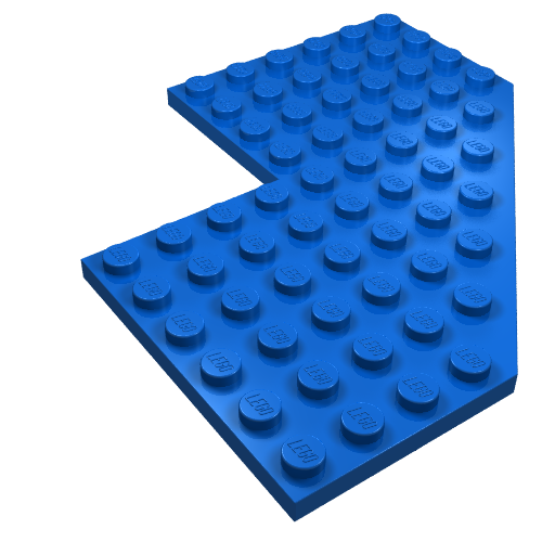 Lego Wedge Plate 10 x 10 with 4x4 Cutout and Cut Corner / Blue
