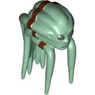 Minifig Head Special, Nautolan, Black Eyes and Mouth, Brown Tentacle Bands Print (Kit Fisto) / Sand Green
