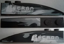 Slope, Curved 6 x 1 with 2 Studs with Black and Gray Swirls on Sides and Top and 'E2 ÉCRAN ETABLISSEMENT' on Sides Pattern (Stickers) - Set 8161