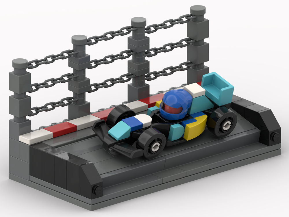 Lego F1 Collectible Race Cars Diorama Base - Benetton Colour Scheme