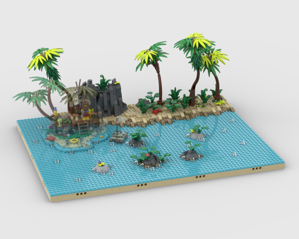 Lego Pirates Diorama - Display for set 40566-1 - Ray the Castaway