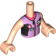 Lego Minidoll Torso Girl, Lavender Wet-suit, Buttons with Sail Boar, Anchor, Coral Zipper print, Light Nougat Arms and Hands / Light Nougat