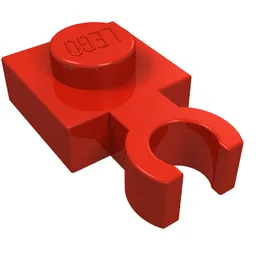 Plate Special 1 x 1 with Clip Vertical [Thin Open O Clip] / Red