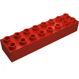 Duplo Brick 2 x 8 / Red