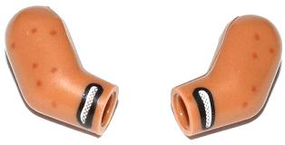Lego Arm, (Matching Left and Right) Pair with White Stripe Icing and Dark Orange Dots Pattern / Medium Nougat