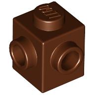 Lego Brick Special 1 x 1 with Studs on 2 Adjacent Sides / Reddish Brown