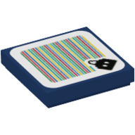 Lego Tile 2 x 2 with Bob-Omb and Barcode Print (Sticker) / Dark Blue