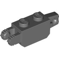 Lego Hinge Brick 1 x 2 Locking with 1 Finger Vertical End and 2 Fingers Vertical End, 7 Teeth / Dark Bluish Gray