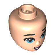 Lego Minidoll Head Big Medium Azure Eyes, Open Mouth print / Light Nougat