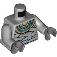 Torso Bandage Wrapping and Gold Necklace Print (Mummy Warrior), Light Bluish Gray Arms, Dark Bluish Gray Hands