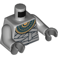 Lego Torso Bandage Wrapping and Gold Necklace Print (Mummy Warrior), Light Bluish Gray Arms, Dark Bluish Gray Hands / Light Bluish Gray