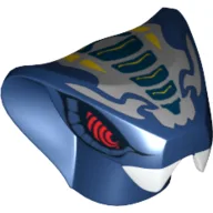 Minifig Head Special, Snake with Light Bluish Gray and Yellow Scales Print (Mezmo) / Dark Blue