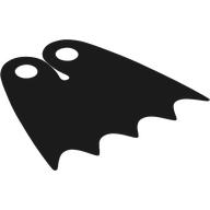Lego Neckwear Cape, Scalloped 5 Points with Metallic Gold Back [Traditional Starched Fabric] / Black