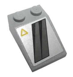 Slope 33 3 x 2 with Black and Dark Gray Diagonal Stripes, Yellow Triangle in Upper Left Corner Pattern (Sticker) - Set 8630