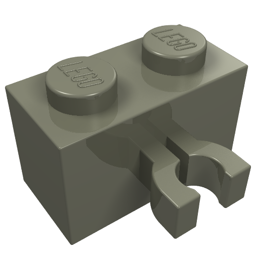 Lego Brick Special 1 x 2 with Vertical Clip [Thick U Clip] / Dark Gray