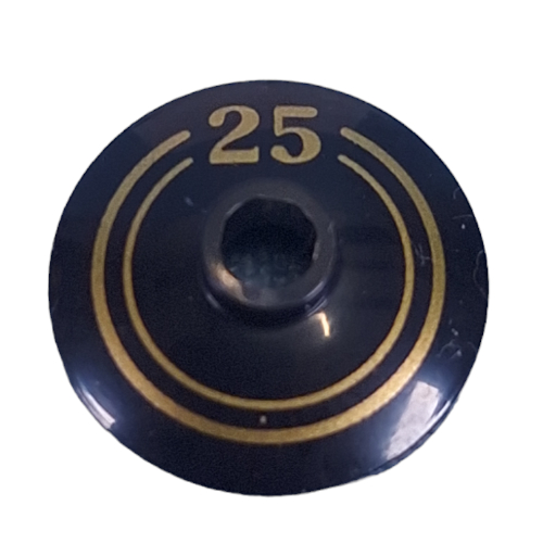 Lego Dish 2 x 2 Inverted [Radar] with Gold '25', Circle print / Black