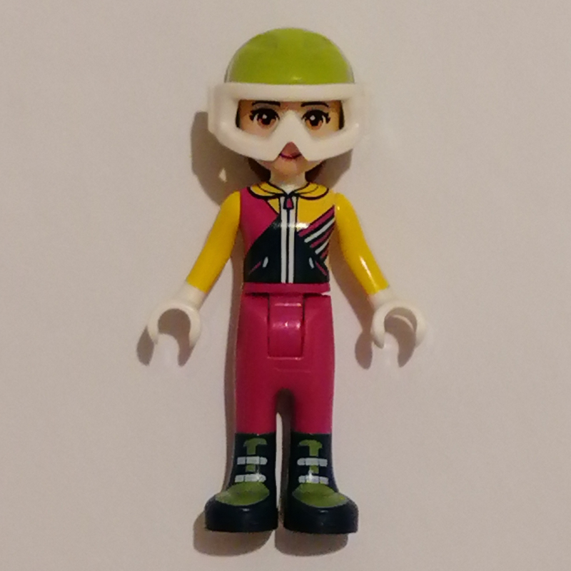 Lego Olivia - Bright Light Orange Ski Vest, Magenta Trousers