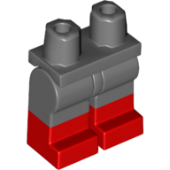 Lego Hips with Dark Bluish Gray Legs and Red Boots Pattern / Dark Bluish Gray