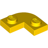 Lego Plate Round Corner 2 x 2 with 1 x 1 Cutout / Yellow