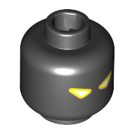 Lego Minifig Head Stone Monster, Dual Sided, White Eyes with Yellow Outline / Sand Blue Electricity Print [Hollow Stud] / Black