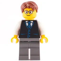 Launch Director - Black Torso, Dark Bluish Grey Legs, Reddish Brown Hair