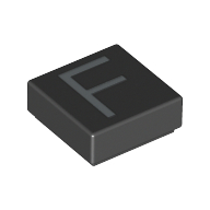 Lego Tile 1 x 1 with letter Capital F Print / Black