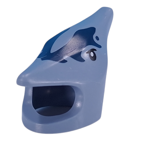 Lego Costume / Mask, Pterodactyl with Dark Blue Markings, Black Eyes print / Sand Blue