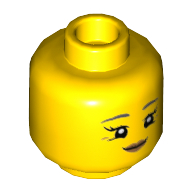Lego Minifig Head Raccoon Costume Fan, Light Bluish Gray Eyebrows, Open Mouth Smile / Closed Mouth Smile Print / Yellow