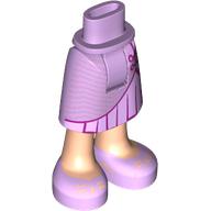 Lego Minidoll Hips and Mid-Length Skirt with Light Nougat Ankles, Lavender Dress, Dark Purple Trim, Lavender Shoes print / Lavender