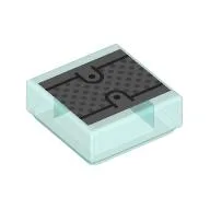 Tile 1 x 1 with Silver Paneling Print / Trans-Light Blue
