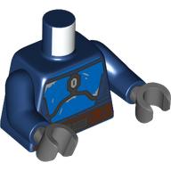 Lego Torso, Blue Mandalorian Armor, Dark Brown Belt print, Dark Blue Arms, Dark Bluish Gray Hands / Dark Blue
