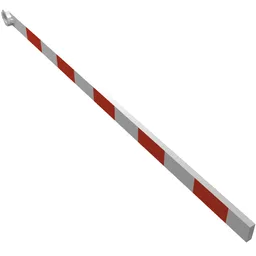 Train Level Crossing Gate Type 2 with Red Stripes Print / White