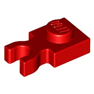 Plate Special 1 x 1 with Clip Vertical [Thick U Clip] / Red
