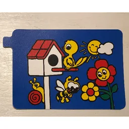 Duplo Slide Bird House, Bird, Flower and Insects Print / Blue