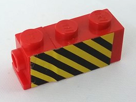 Lego Stickered Assembly 3 x 1 x 1 with Black and Yellow Danger Stripes Pattern on Left Side (Sticker) - Set 7720