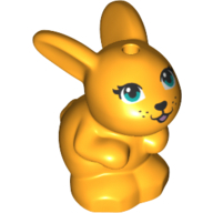 Lego Animal, Rabbit / Bunny, Baby Sitting with Blue Eyes and Black Nose Print