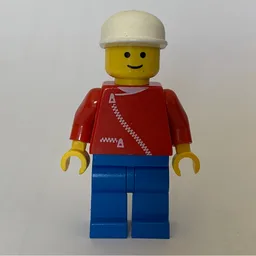 Man, Red Jacket with Zipper, Blue Legs, White Cap
