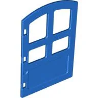 Duplo Door 1 x 4 x 4 with Four Panes, Different Size and Curved Top / Blue