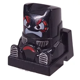 Racer Driver Head, Brick Special 2 x 2 Square, White Eyes, White Mouth, Red Steering Wheel (Warrior) / Black