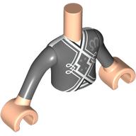 Lego Minidoll Torso Boy with Light Nougat Arms and Hands with Dark Bluish Grey Uniform, White Decorations print / Light Nougat