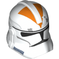 Lego Helmet Clone Trooper Phase 2, Closed Front, Orange 212th Battalion Markings Print / White