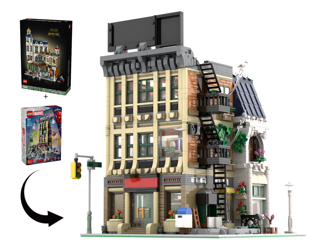 Lego Daily Bugle Modular and Art Shop - Corner Modular - Alternative Build of Shopping Street + 76342