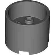Brick Round 3 x 3 x 2 Recessed Center with 2 x 2 Studs and Axle Hole / Dark Bluish Gray